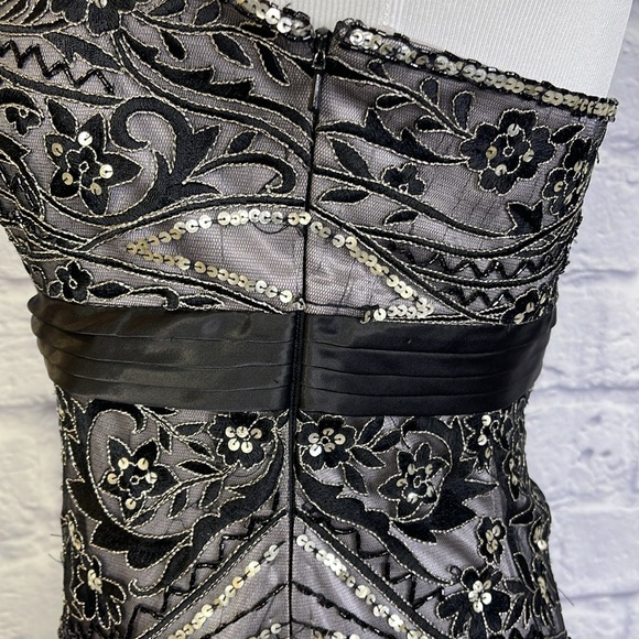 Sue Wong strapless BLACK/ PLATINUM Embroidered  beaded Cocktail evening prom - Picture 8 of 12